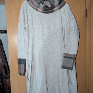 Maurices Gray Plaid Cowl Neck Dress